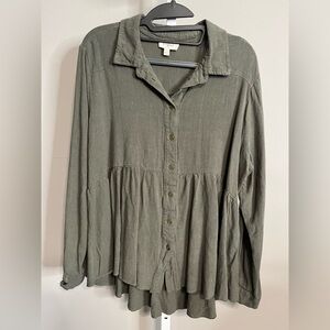 Umgee Sage Green Button-Down Women's Shirt